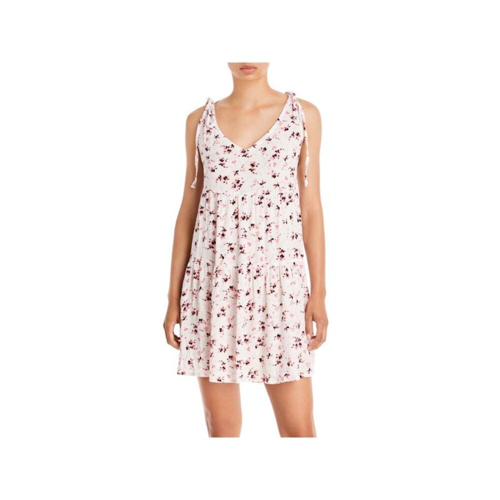 AVA & ESME Womens Baby Doll Short Dress Tie Sleeveless V Neck